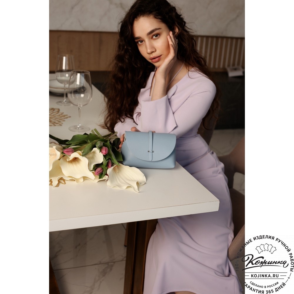  Женская кожаная сумка "Милла макси" (голубая) 